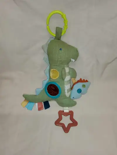 Itzy Ritzy Link & Love Green Dinosaur Plush Sensory Toy Teether, Texture, Taggies Bitzy Traveler Dev...