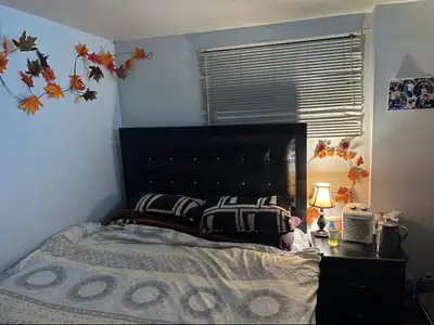 Selling queen size portable bed with almost brand new mattress. The head of the bed needs little rep...