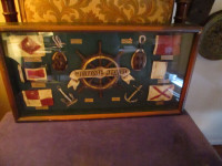 NAUTICAL WOODEN & GLASS FRAME-SYMBOLS-FLAGS-REPRODUCTION-1980S