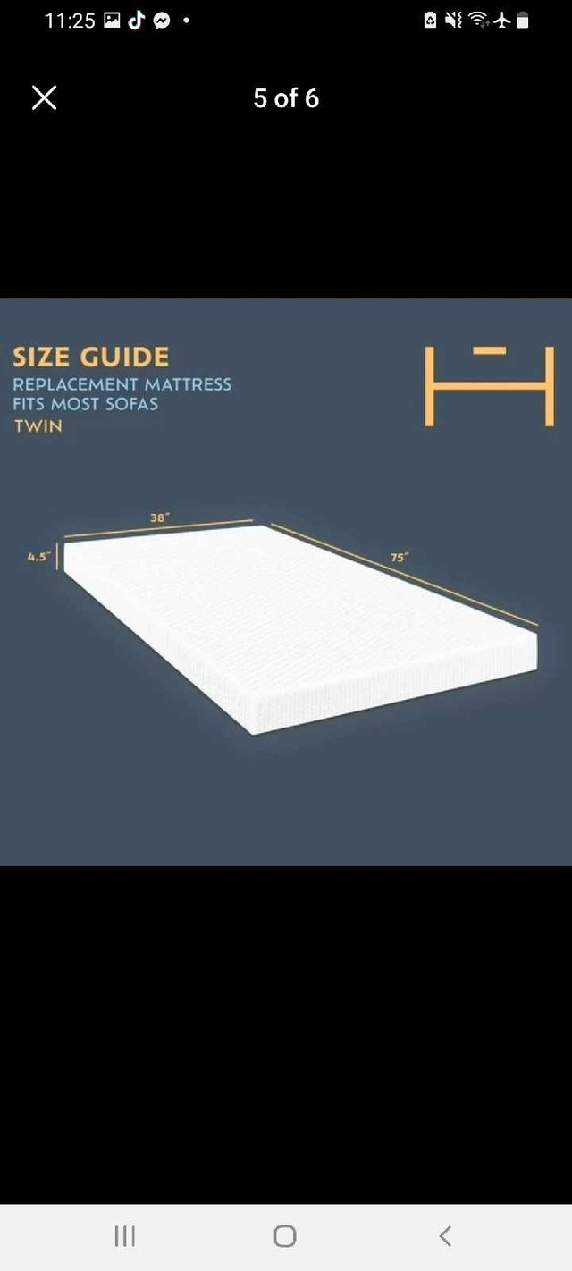 Heyward 4.5” Sofa Twin Mattress,Memory Foam Mattress for SofaBed in Beds & Mattresses in Mississauga / Peel Region - Image 4