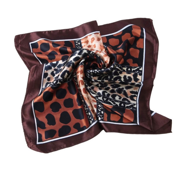 Animal print neck squared satin brown scarf in Women's - Other in City of Toronto - Image 2
