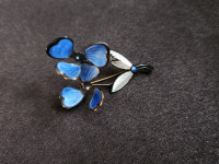 VINTAGE/ANTIQUE Norway 925 SILVER blue clover brooch