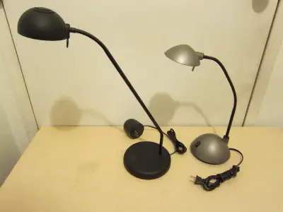 Two table (bed side) lamps with halogen bulbs, View more