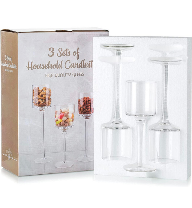 Glass Candle sticks - 2 sets of 3 in Home Décor & Accents in Oakville / Halton Region - Image 3