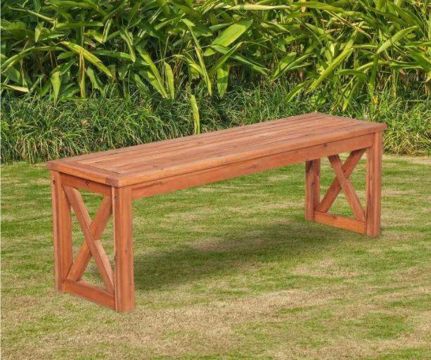 Acacia Wood X in Frame Patio Bench in Brown in Other Tables in Mississauga / Peel Region