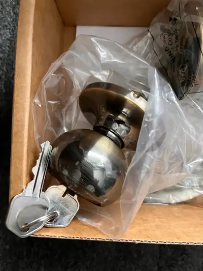 Bedroom Door Knob with Lock, Keys and Hardware — NEW  , View more