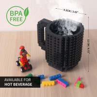 Build-on Brick Coffee Mug, Funny DIY Novelty Cup with Blocks
