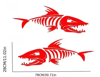 FISH BONE VINYL DECAL LARGE PAIR, View more