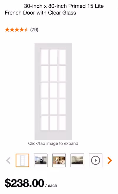 I have New 24 & 30 inch Solid Wood French Doors with Clear Glass. 24”- $130. 30”- $150. -24” French...