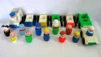 LOT OF VINTAGE FISHER PRICE LITTLE PEOPLE and VEHICLES