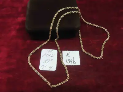 10kt Gold 27'' Chain Total Weight 7.1 Grams Lot # 139 Selling Through An Online Auction Estate & Mov...