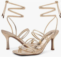 NEW Gold Lace-Up Open-Toe Heels