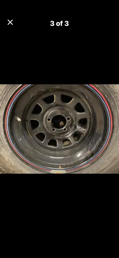 I have a set of studded snow tires mounted on steel rims that came off a 2004 Jeep TJ. 5 hole on a 4...