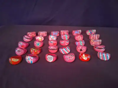 30 pink and red rings , View more