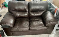 Genuine leather couch, love seat & chase