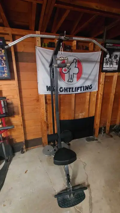 Lat pulldown machine with weights and multiple attachments , View more