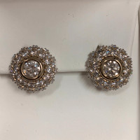 Brand New Custom Diamond Earrings in 18k White Gold