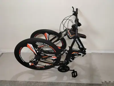 Folding adult 26” dual shocks/disc brakes 21 spd mountain bike, View more