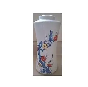 Asian porcelain vase with small flowers and blue bird 8 1/4" tall, no chips or cracks