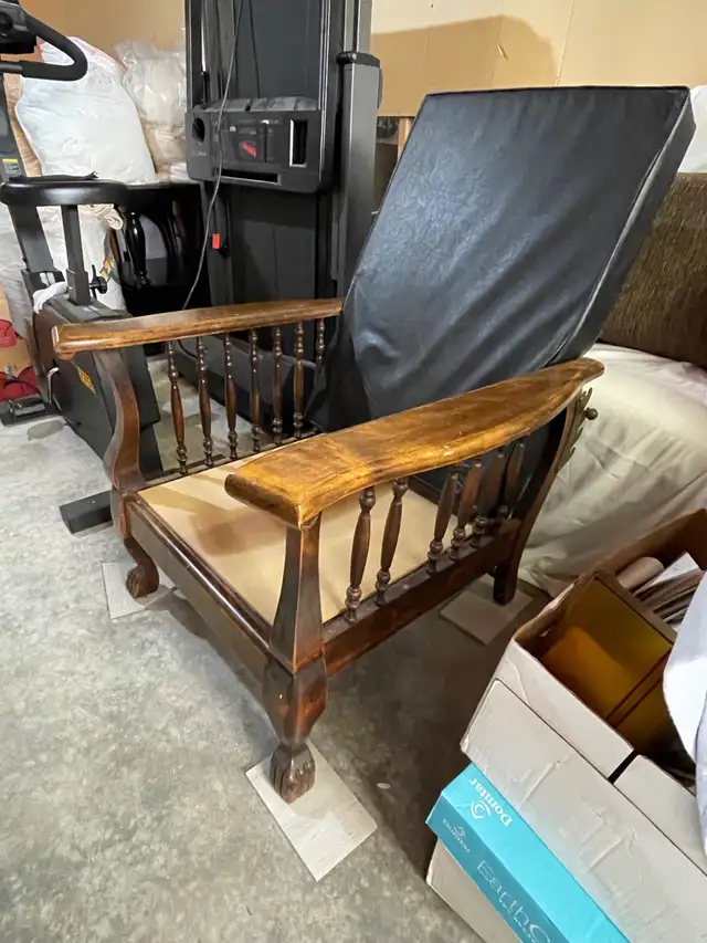 Antique solid wood Morris recliner armchair - must sell Reduced in Chairs & Recliners in Kingston - Image 4