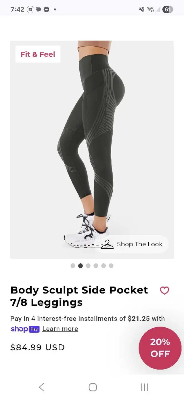Fanka women's Body Sculpt Side Pocket compression Leggings 7/8