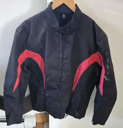 Lady's Textile Biker jacket, water repellent. Black/red, View more