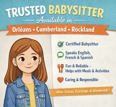 Certified babysitter available East End, View more