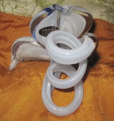 Vintage made in Italy Murano art glass flower candle holder, View more