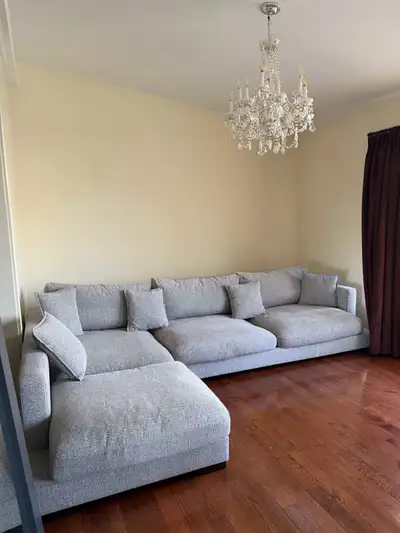 Grey lounge sofa, View more