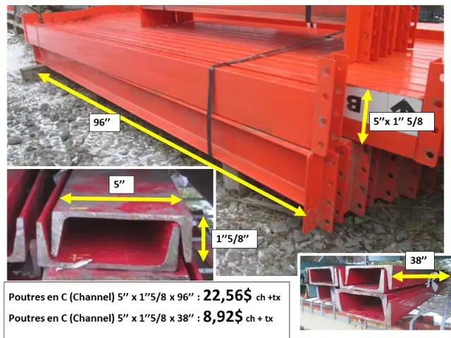Channel (poutre en C) 5'' x 1'' 5/8 x 96'' et autres in Other in Thetford Mines - Image 2