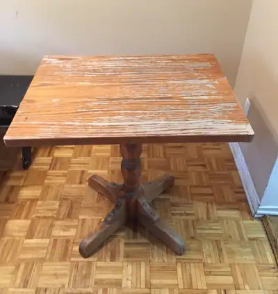 Rustic Solid Wood Pedestal Table | Small Dining / Café Table, View more
