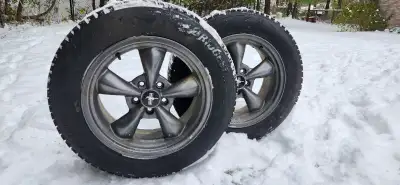 For sale: four 17 inch OEM Ford Mustang wheels with Bridgestone Blizzak WS90 tires and TPMS sensors....