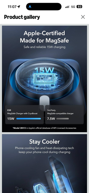 ESR for 15W Apple-Certified MagSafe Car Mount Charger in Cell Phone Accessories in Markham / York Region - Image 3