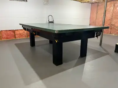 3 slab slate Dufferin 8' Pool Table with Ping Pong Table Cover Comes with cue sticks, snooker and bi...
