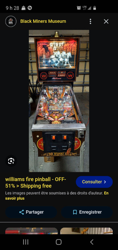 RECHERCHE  machine  a   boule  ,   "  fire  "     Williams  1987 dans Jouets et jeux  à Saguenay - Image 3