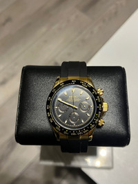 Seiko mod yellow gold Daytona chronograph watch