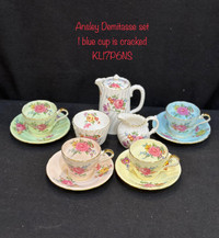 Rare Ansley Demitasse tea cups/ espresso cups with tea pot set -