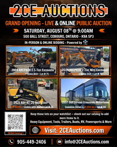 We’re excited to announce the Grand Opening of 2CE Auctions in Cobourg! Join us Saturday, August 8th...