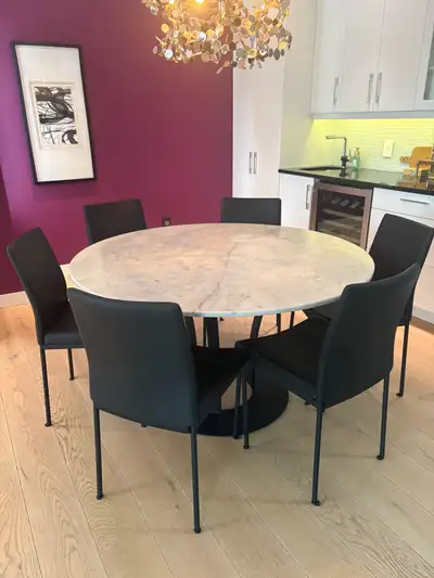 54” Round dining table or marble top only, View more
