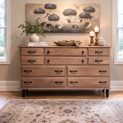 SOLD - Vintage Maple Long Dresser by Kroehler Custom Furniture, View more