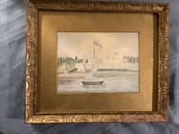 Antique Watercolour Painting in an Ornate Frame
