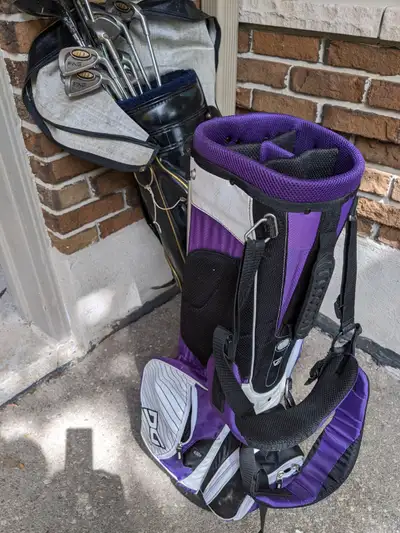Set of Ping golf clubs right handed and blue leather bag, also light weight walking bag for sale. $1...