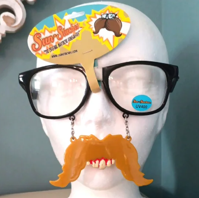 Sun-Staches Black Glasses with Mustache - costume