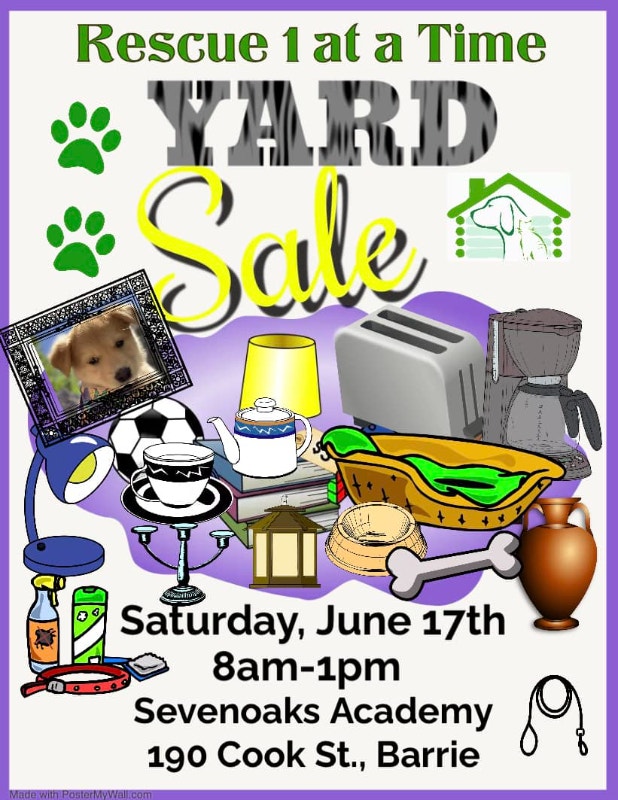 Rescue 1 At a Time YARD SALE Garage Sales Barrie Kijiji