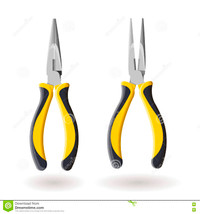 Professional 6" Yellow Needle Long Nose Pliers with Cutter