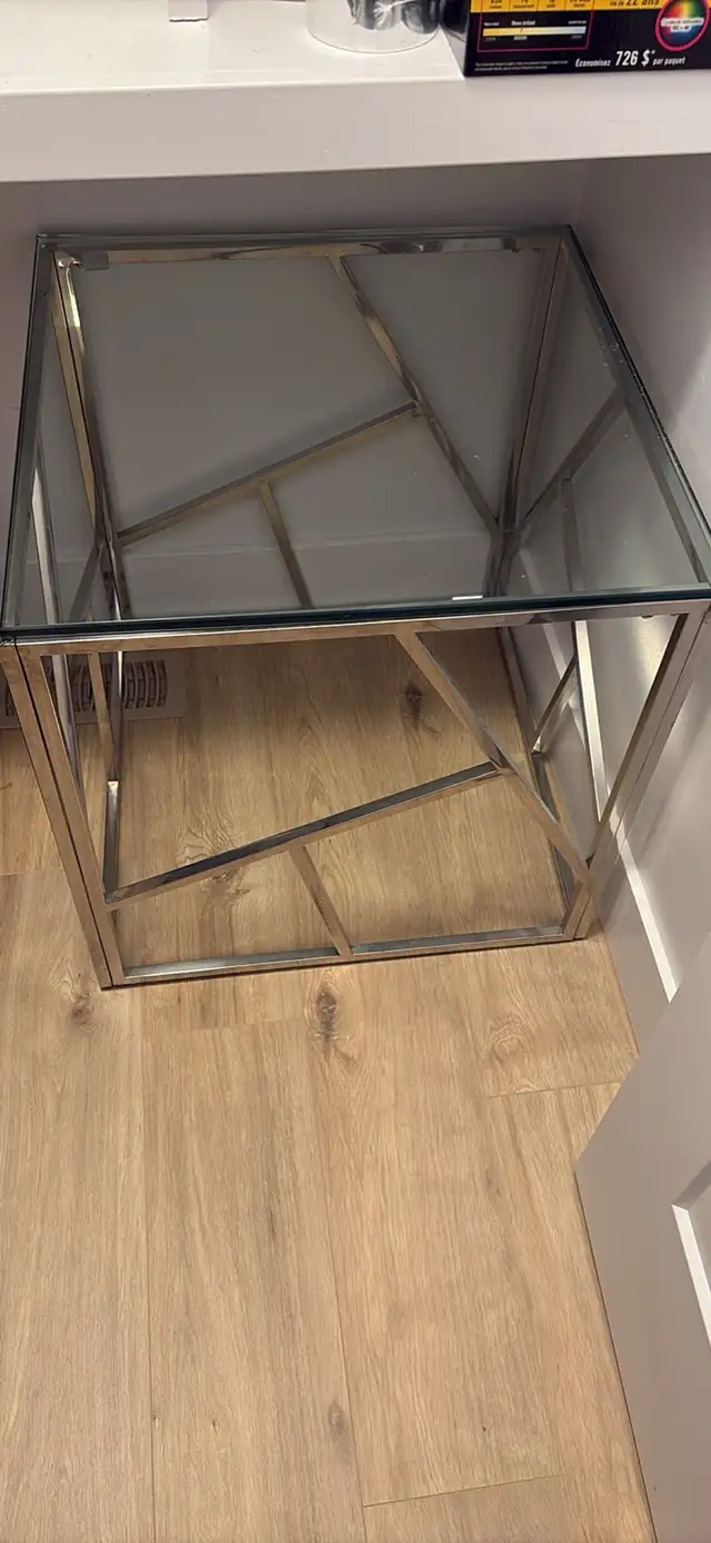 Glass/aluminum modern end table in Other Tables in Bedford - Image 2
