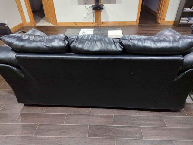 Sofa Bed / Pull-out couch (Genuine leather, black) in Couches & Futons in Ottawa - Image 3