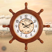 MapleLeafClocks Wooden Ship Wheel Quartz Wall Clock, 23" Model #
