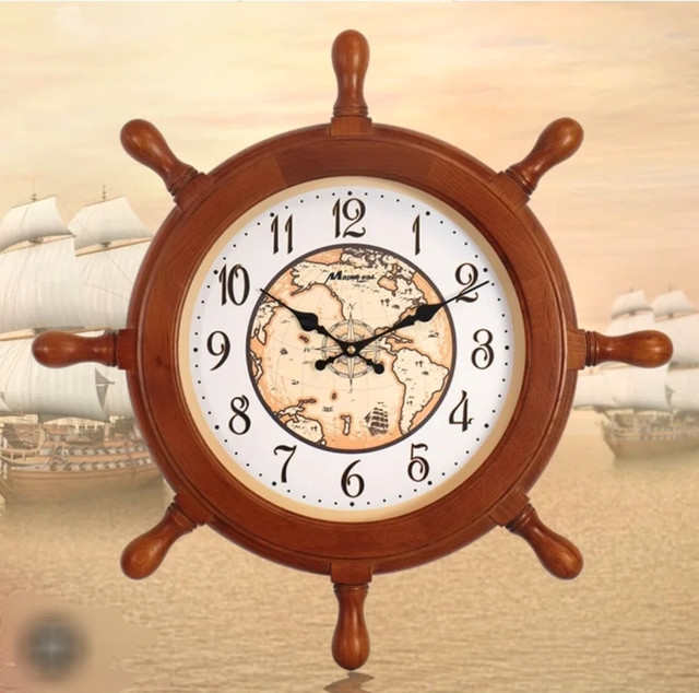MapleLeafClocks Wooden Ship Wheel Quartz Wall Clock, 23" Model # in Home Décor & Accents in City of Toronto