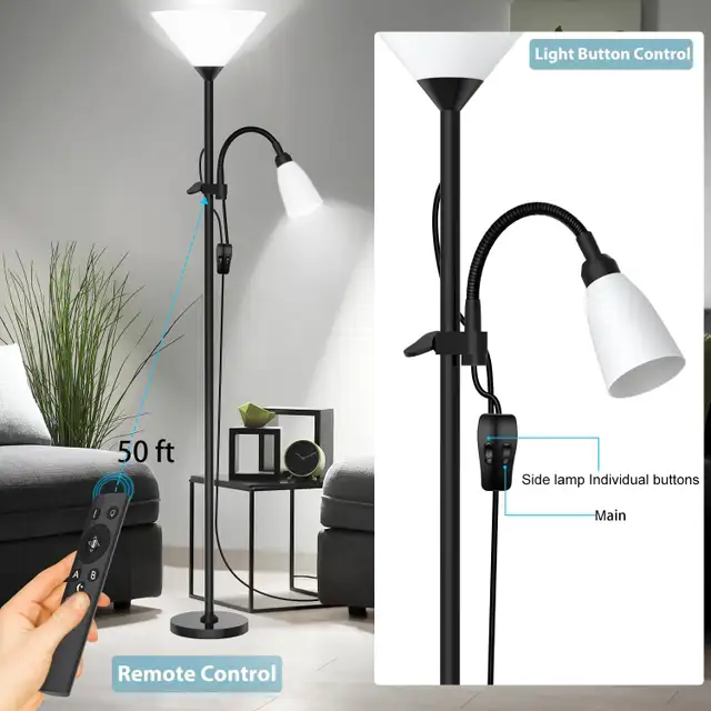 NEW IN BOX: 2-in-1 Torchiere Floor Lamp, Modern Standing Lamp in Indoor Lighting & Fans in Markham / York Region - Image 6